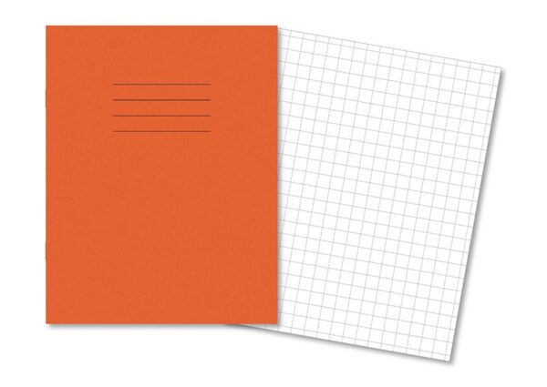 Exercise Books 9x7" 80 Page 10mm Squares Orange - Pk100