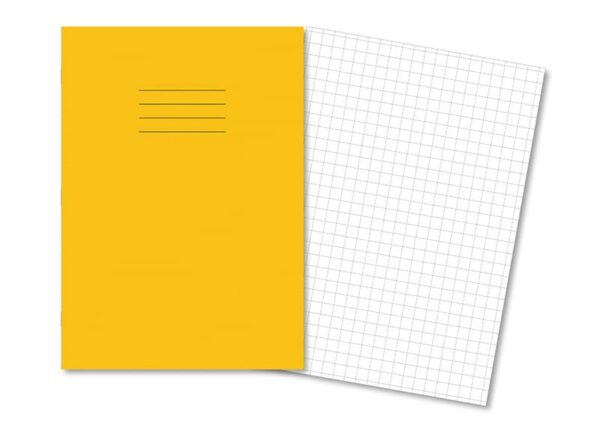 Exercise Books A4+ 80 Pages 10mm Squares Yellow - Pk45