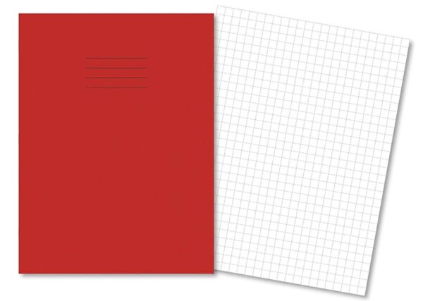 Exercise Books A4+ 80 Pages 10mm Squares Red - Pk45