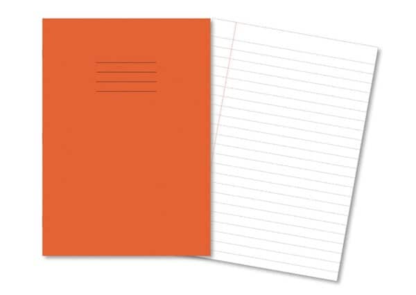 Exercise Books A4+ 80 Pages 12mm Feint & Margin Orange - Pk45