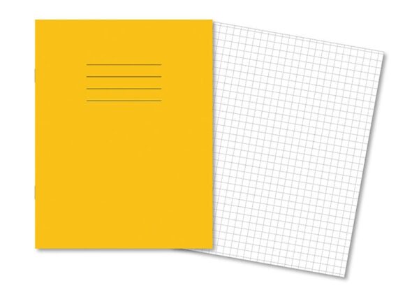Exercise Books 9x7" 80 Page 7mm Squares Yellow - Pk100