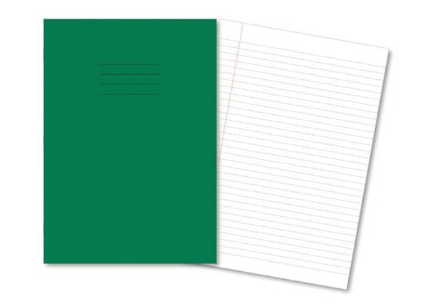Exercise Books A4 48 Page 8mm Feint & Margin Dark Green - Pk100