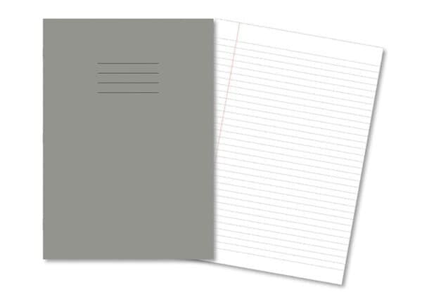 Exercise Books A4 80 Page 8mm Feint & Margin Grey - Pk50