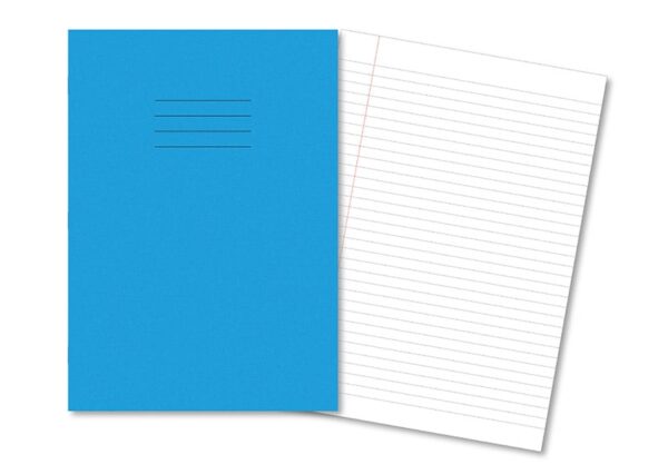 Exercise Books A4+ 80 Pages 8mm Feint & Margin Light Blue - Pk45