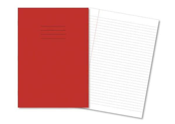 Exercise Books A4+ 80 Pages 8mm Feint & Margin Red - Pk45