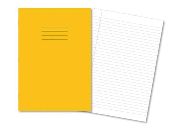 Exercise Books A4+ 80 Pages 8mm Feint & Margin Yellow - Pk45