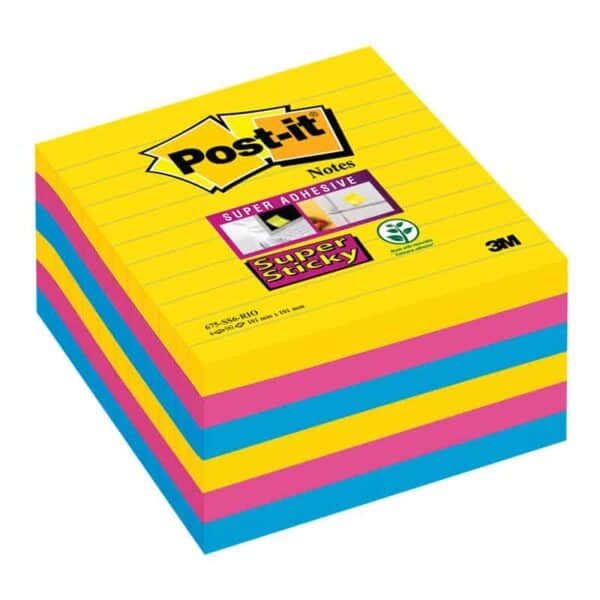 Lined Post-It Notes XL 101x101mm Rio Colours - Pk6