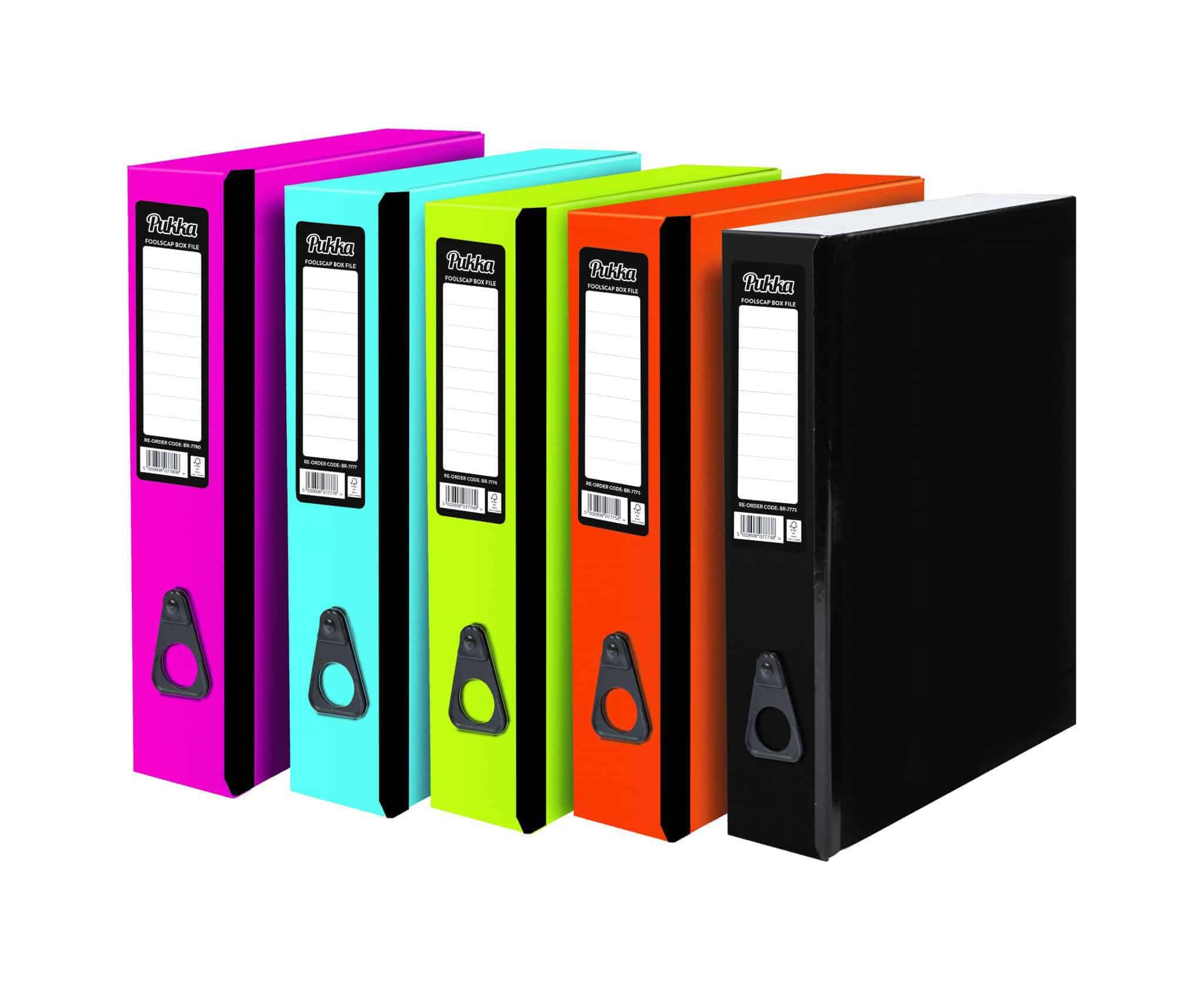 Pukka Pad® Brights Range Box Files Laminated Assorted Colours Pk10 Forward Products