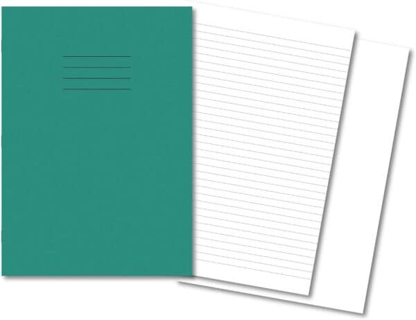 Exercise Books A4 80 Page 8mm Feint / Alternate Blank Dark Green - Pk50