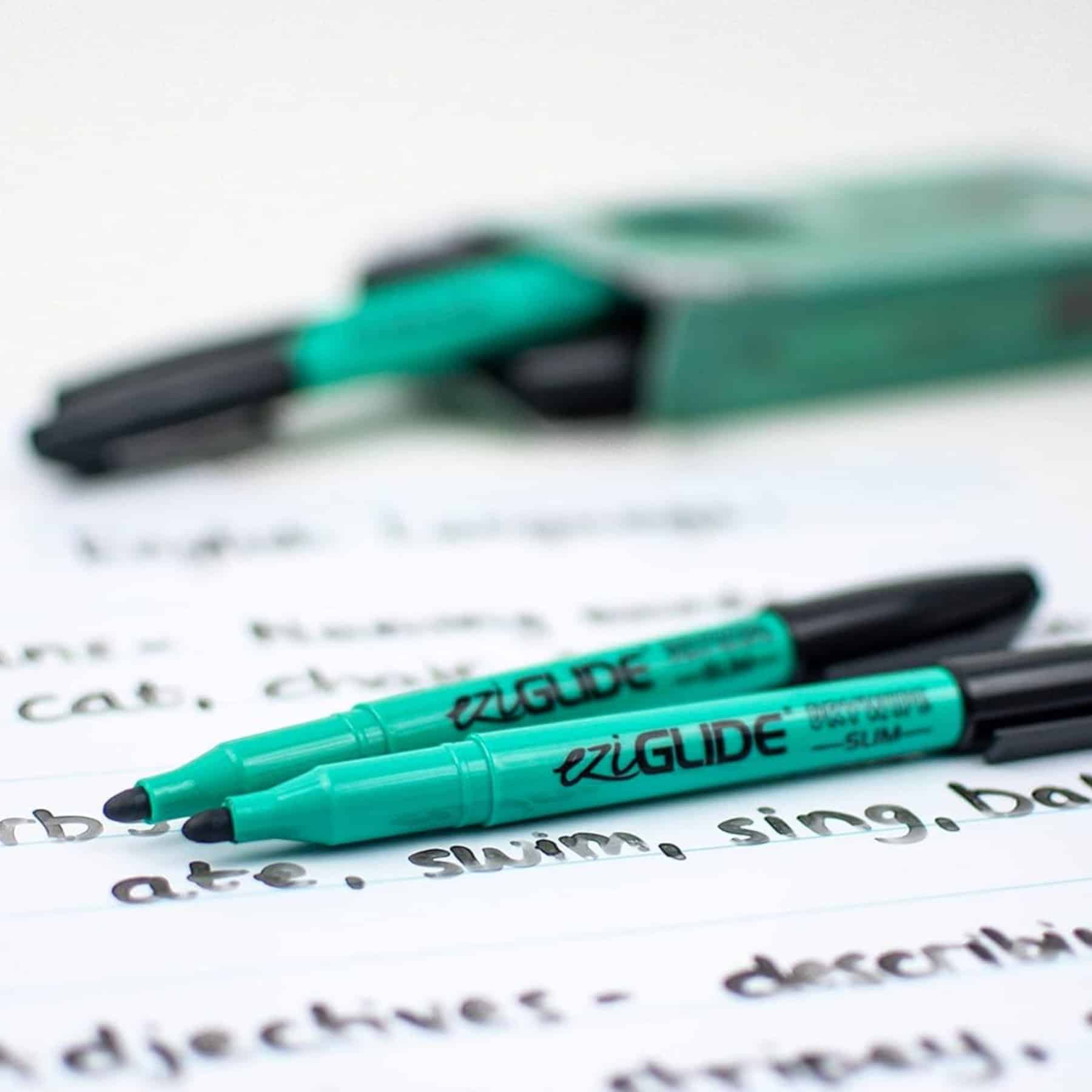 EziGlide Fine Tip Whiteboard Drywipe Marker Pens Black Forward Products