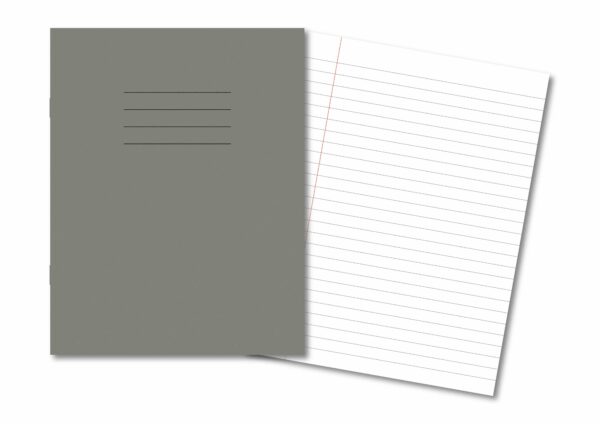Exercise Books 9x7" 80 Page 8mm Feint & Margin Grey - Pk100