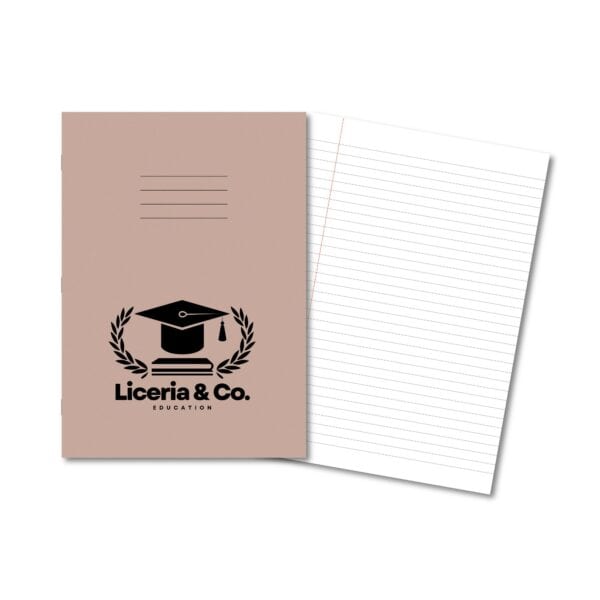 Overprinted Exercise Books A4 80 Pages 8mm Feint & Margin Buff - Pk50