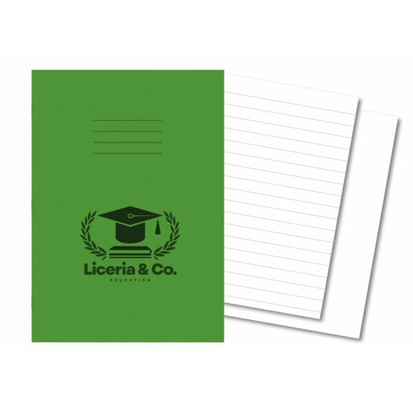 Overprinted Exercise Books A4 64 Pages 8mm Feint / Alternate Blank Light Green - Pk50
