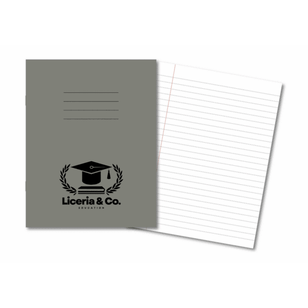 Overprinted Exercise Books A4 80 Pages 8mm Feint & Margin Grey - Pk50