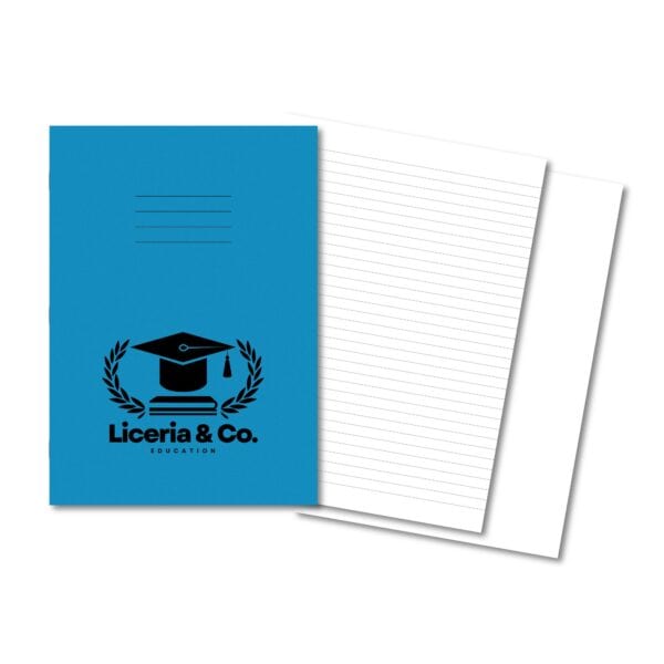 Overprinted Exercise Books A4 64 Pages 8mm Feint / Alternate Blank Light Blue - Pk50