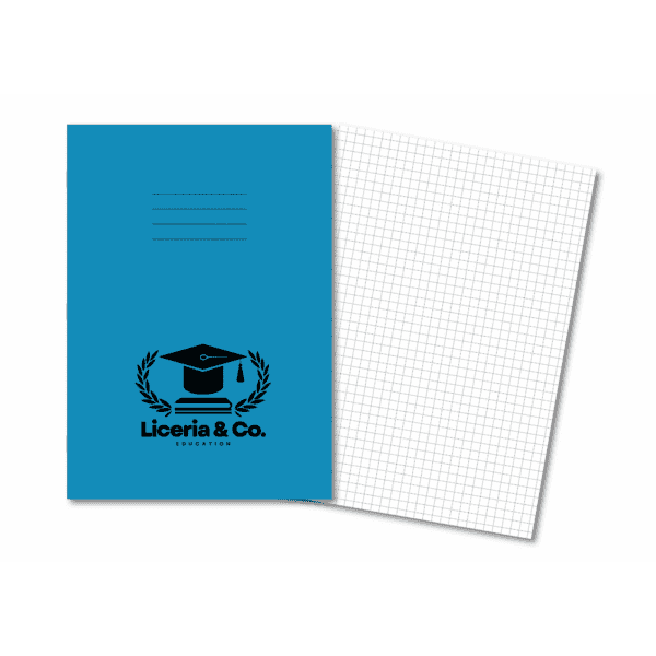 Overprinted Exercise Books A4 80 Pages 5mm Squares Light Blue - Pk50