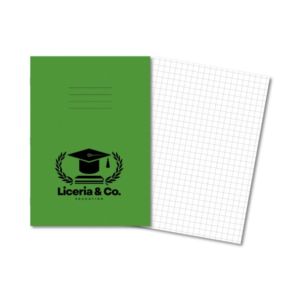 Overprinted Exercise Books A4 64 Pages 10mm Squares Light Green - Pk50