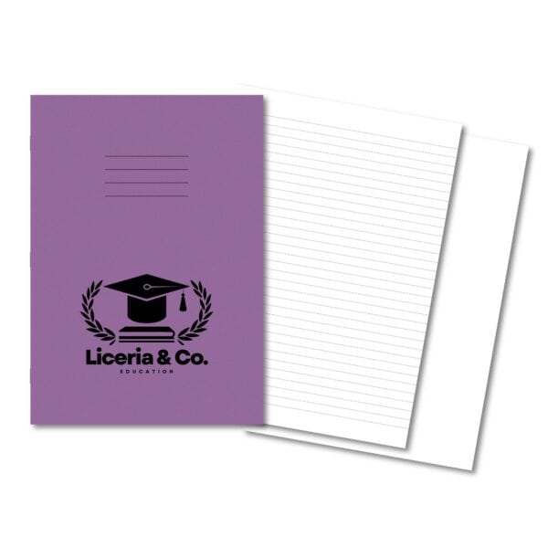 Overprinted Exercise Books A4 80 Pages 8mm Feint / Alternate Blank Purple - Pk50