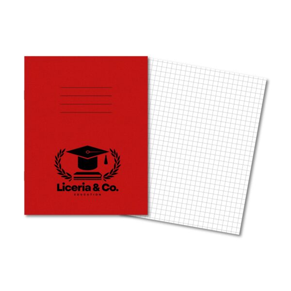 Overprinted Exercise Books A4 80 Pages 10mm Squares Red - Pk50