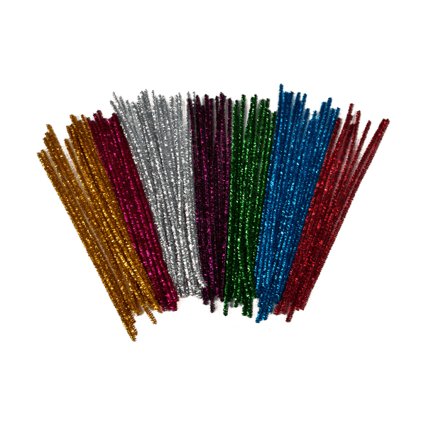Glitter Pipecleaners 300 x 6mm Assorted - Pk100
