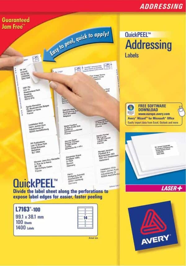 Avery Laser Labels A4 21 Per Sheet - Pk40