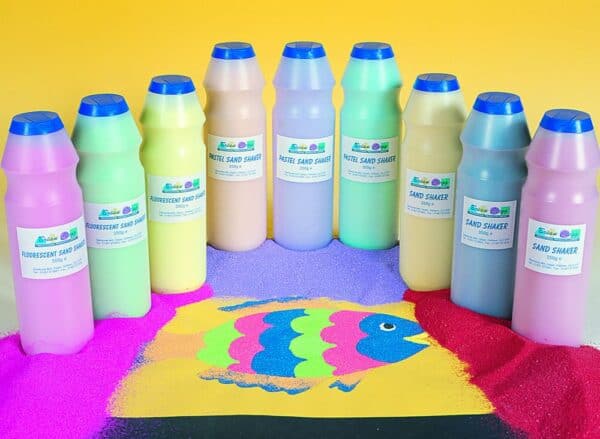 Assorted Coloured Sand Shakers - Pk8