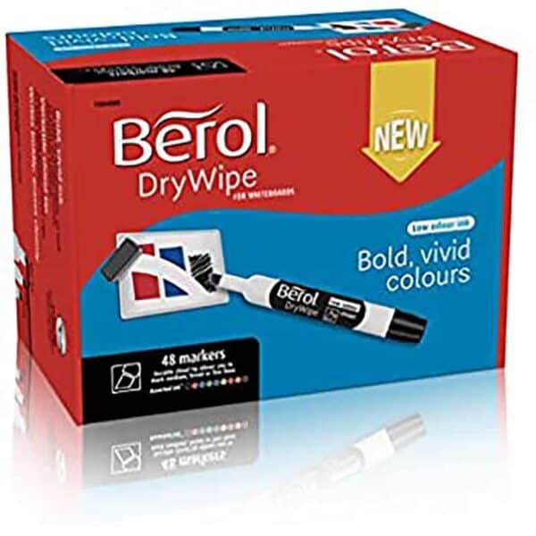Berol Drywipe Markers Round Tip Classpack Assorted - Pk48