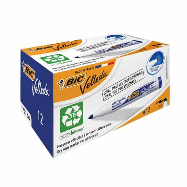 Bic Drywipe Markers Bullet Tip Blue - Pk12