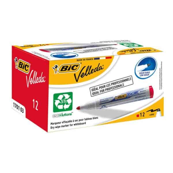 Bic Drywipe Markers Bullet Tip Red - Pk12