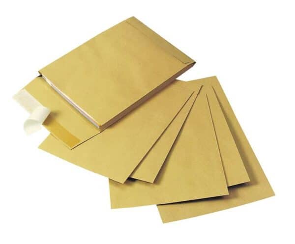 15x10" Manilla Peel & Seal Gusseted Plain Envelopes - Pk100