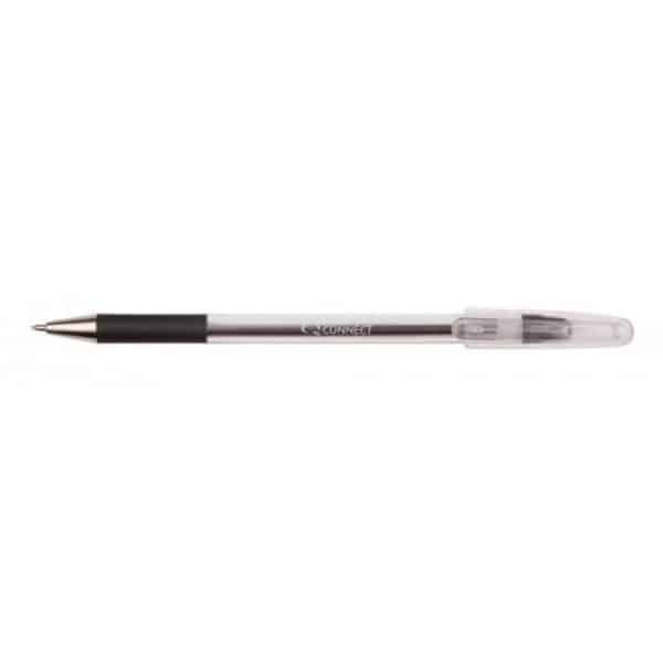 Rubber Grip Stick Pen Black - Pk20