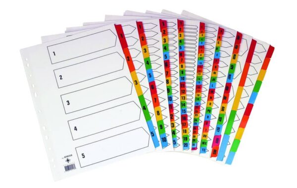 White Board Multi-Colour Tabbed Indexes A-Z - Each