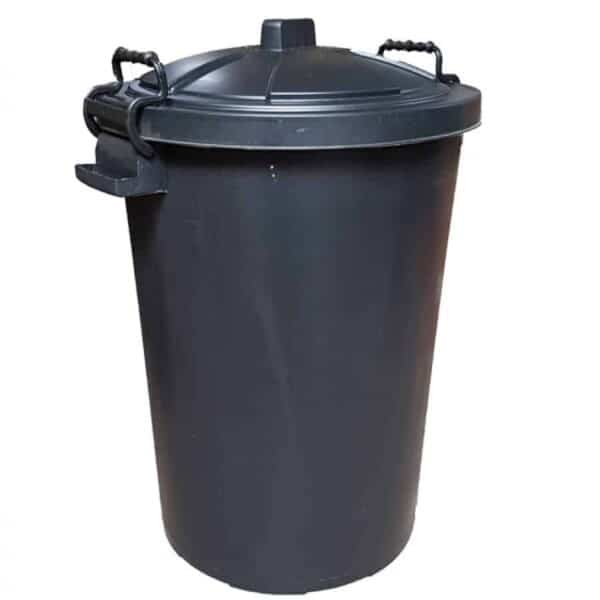 Black Plastic Dustbin With Lid