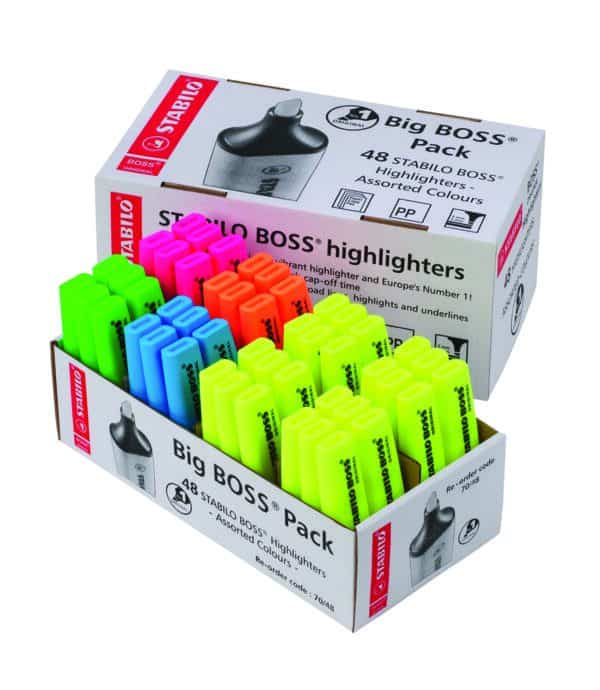Stabilo Boss Highlighter Classpack 24 Yellow/24 Assorted - Pk48