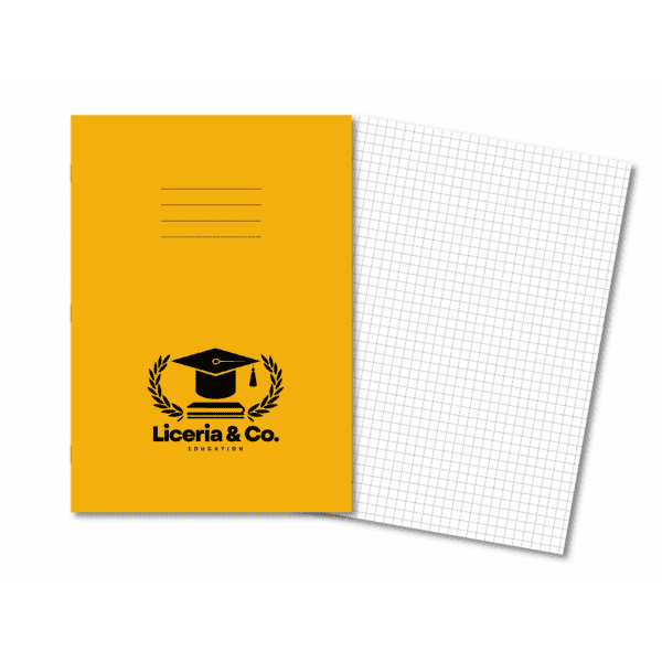 Overprinted Exercise Books A4 80 Pages 7mm Squares Yellow - Pk50