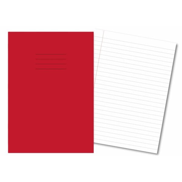Exercise Books A4+ 80 Pages 15mm Feint & Margin Red - Pk45