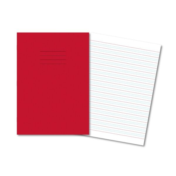 Classic Exercise Book A4 80 Pages 6,4,6mm Handwriting Lines - Red 50 Pack