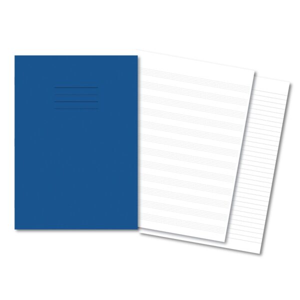 Classic Exercise Book A4 48 Pages Music Staves / 8mm Ruled Alternate - Dark Blue 100 Pack