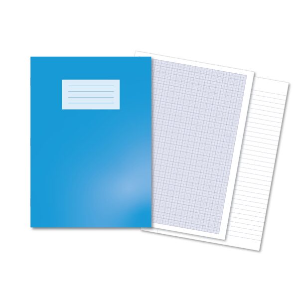 Oxford Overprinted Lab Book A4 80 Pages 1,5,10mm Graph / 8mm Feint & Margin Alternate - Light Blue 50 Pack