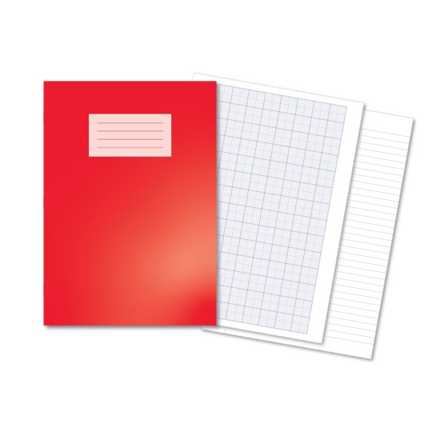 Oxford Lab Book A4 80 Pages 2,10,20mm Graph / 8mm Feint & Margin Alternate - Red 50 Pack