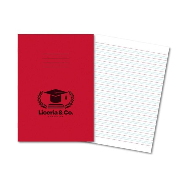 Classic Overprinted Exercise Book A4 80 Pages 6,4,6mm Handwriting Lines - Red 50 Pack
