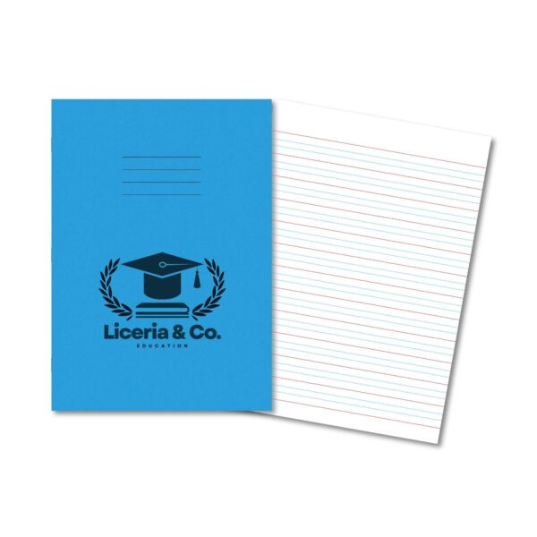 Classic Overprinted Exercise Book A4 80 Pages 7,6,7mm Handwriting Lines - Light Blue 50 Pack