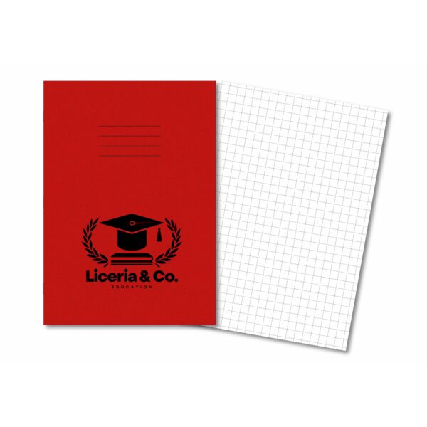 Classic Overprinted Exercise Book A4+ 80 Pages 7mm Squares - Red 45 Pack