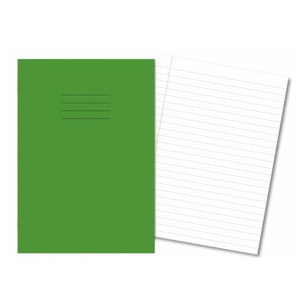 Exercise Books A4+ 80 Pages 15mm Feint & Margin Light Green - Pk45