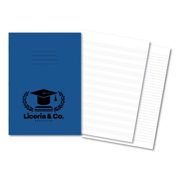 Classic Overprinted Exercise Book A4 48 Pages Music Staves / 8mm Ruled Alternate - Dark Blue 100 Pack