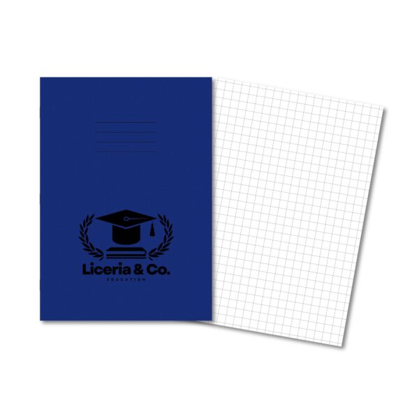 A4 Overprinted Exercise Books 40 Page 10mm Squares - Dark Blue - Pk100