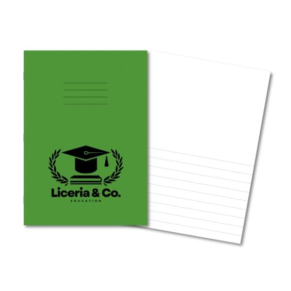Classic Overprinted Exercise Book A4 48 Pages Top Blank / Bottom 8mm Feint - Light Green 100 Pack