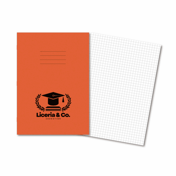 Overprinted Exercise Books A4 80 Pages 5mm Squares Orange - Pk50