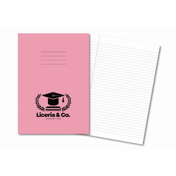 Classic Overprinted Exercise Book A4+ 80 Pages 12mm Feint & Margin - Pink 45 Pack