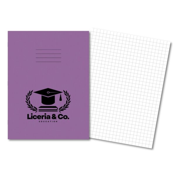 Classic Overprinted Exercise Book A4 80 Pages 7mm Squares - Purple 50 Pack